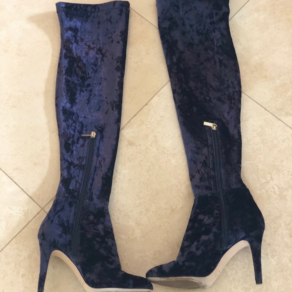 Jimmy Choo Toni Over-The-Knee Stretch-Velvet Boots - Picture 7 of 8